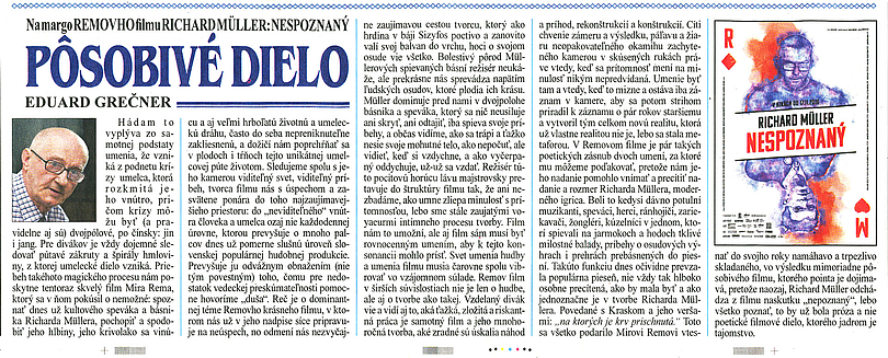 Na margo Removho filmu Richard Müller: Nespoznaný